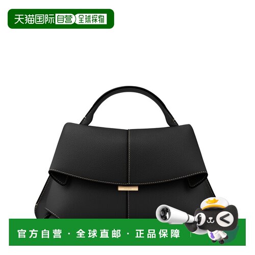 自营欧洲直邮Polene Mokki女士黑色米色皮革缝线纹理手提包单肩包