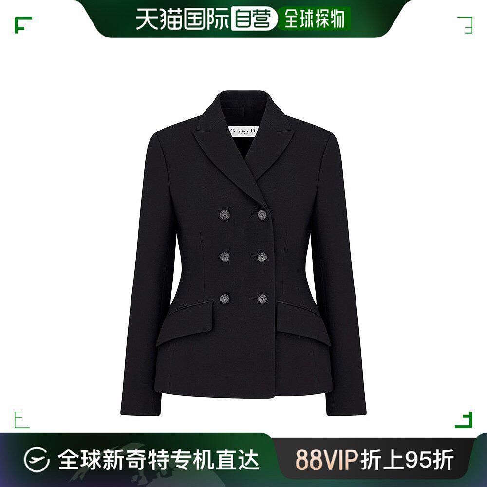 欧洲直邮dior/迪奥23年新款 女士黑色v06双排扣修身西装外套羊毛