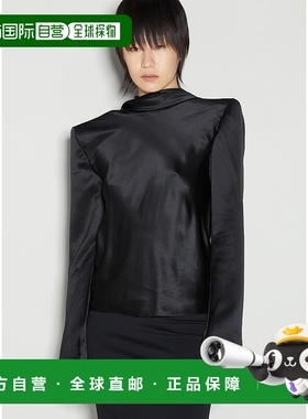 1h可退 香港直邮Saint Laurent 圣罗兰 女士 后荡领真丝罩衫 7653