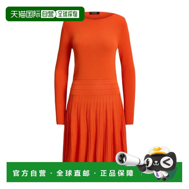 1h可退 香港直邮Ralph Lauren 船领褶皱溜冰连衣裙 100082203