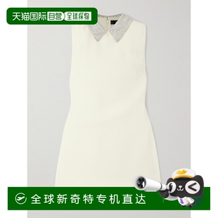 香港直邮Versace 女士 1h可退 范思哲 水晶装 饰绉纱迷你连衣裙