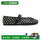 欧洲直邮MIUMIU缪缪 单鞋 皮革水钻芭蕾舞鞋 平底鞋