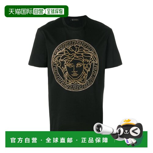 自营 Versace 黑色美杜莎烫钻短袖T恤范思哲 A77987A201952A008
