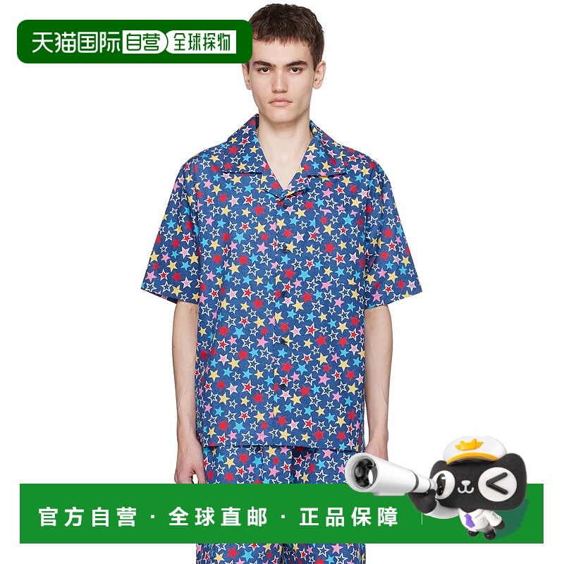 1h可退 香港直邮chloe 男士 蓝色印花衬衫 SH2BS2 blue蓝色 舒适