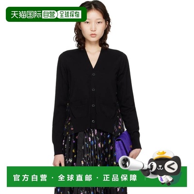 1h可退 香港直邮Sacai 女士 黑色 Floral Print Cotton Knit 开衫