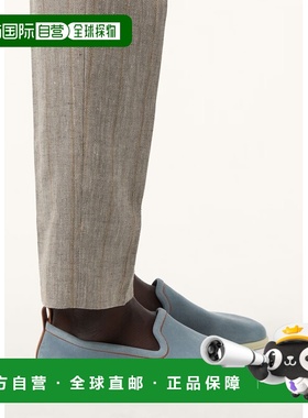 自营欧洲直邮Loro Piana 男士蓝色绒面革乐福鞋