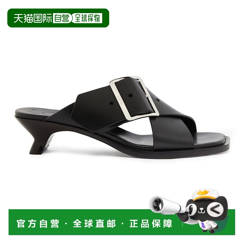香港直邮LOEWE 罗意威 女士 鞣植有跟凉鞋 black黑色 舒适时尚