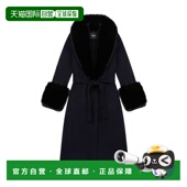 自营欧洲直邮Maje 双面毛领束腰大衣长袖