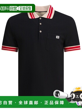 1h可退 香港直邮valentino 华伦天奴 男士 黑色棉质Polo衫 7V3MH0