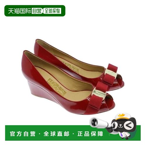 香港直邮Salvatore Ferragamo 蝴蝶结鱼嘴坡跟鞋 053973女鞋