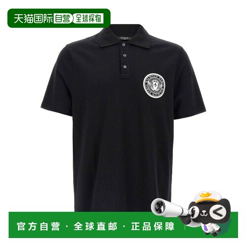 香港直邮BALMAIN 男士T恤 EH1GC026BC94EAB AW2025 黑色 带“Coin
