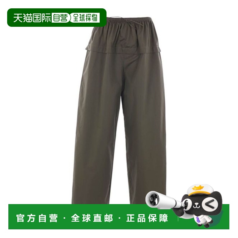 香港直邮Alaia 抽绳松紧腰休闲裤 AA9P1225T611B阔腿裤