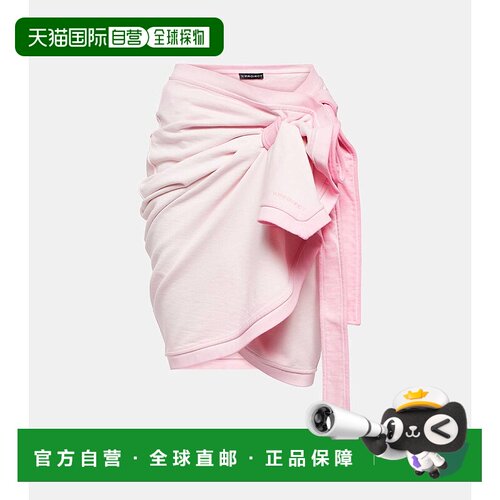 1h可退 香港直邮Y PROJECT 女士 刺绣棉质厚绒布迷你半身裙包臀裙