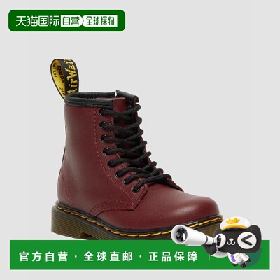 欧洲直邮DrMartens马丁大夫 1460儿童红色Softy T皮革系带靴小童
