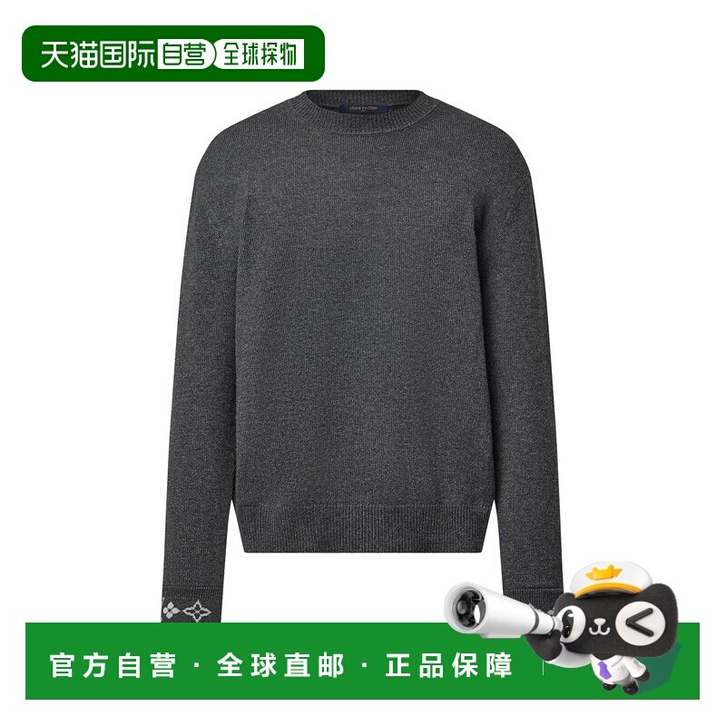 自营欧洲直邮LV路易威登 男士石像灰羊绒圆领毛衣针织
