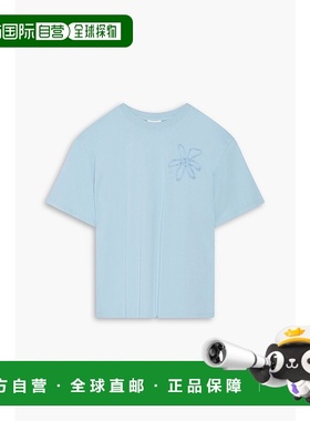 香港直邮Sandro 男士 花朵装饰棉针织T恤 SHPTS01551BABYBLUE