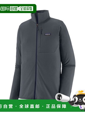 自营欧洲直邮PATAGONIA R1男士灰蓝色再生聚酯拉链抓绒衣