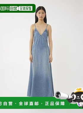 香港直邮Chloe 长款喇叭牛仔连衣裙蔻依长裙 C24SDR01152