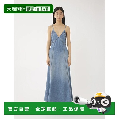 香港直邮Chloe 长款喇叭牛仔连衣裙蔻依长裙 C24SDR01152