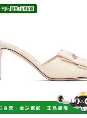 1h可退 香港直邮valentino 华伦天奴 女士 灰白色 Leather Bow 凉