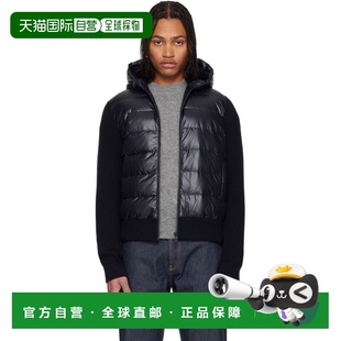 香港直邮Moncler 盟可睐 男士 海军蓝 Padded Wool Zip-Up 羽绒夹