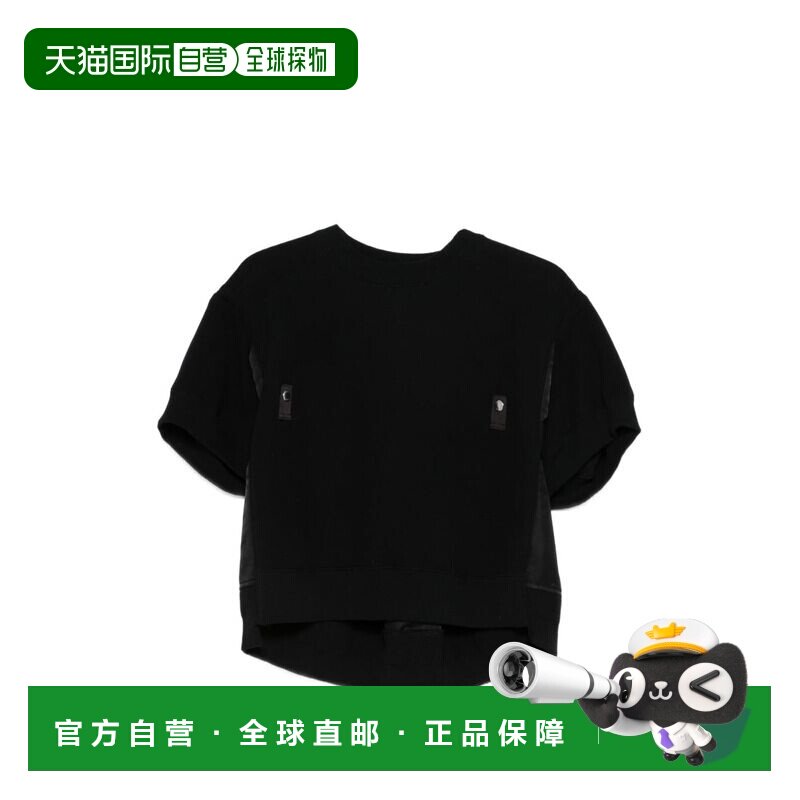 1h可退 香港直邮Sacai 女士 圆领短袖抓绒卫衣 2608344 black黑色