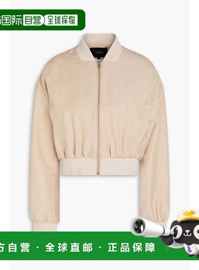 1h可退 香港直邮Maje 女士 亚麻棉混纺短夹克 MFPBL00719BEIGESAB