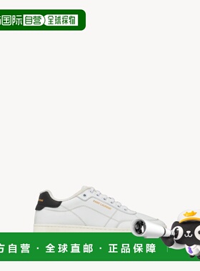 自营欧洲直邮YSL圣罗兰 SL/61系列男士亮白色/黑色小牛皮低帮系带