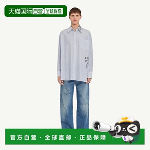 自营欧洲直邮Maison Margiela MM6 男士蓝白色涤纶衬衫