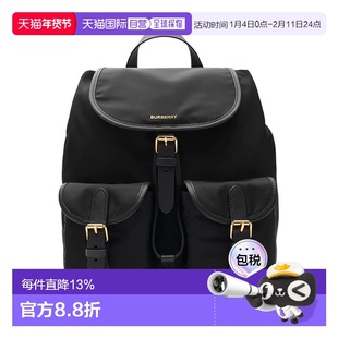 自营欧洲直邮Burberry/博柏利 男女通用聚酰胺配皮金属徽标双肩包