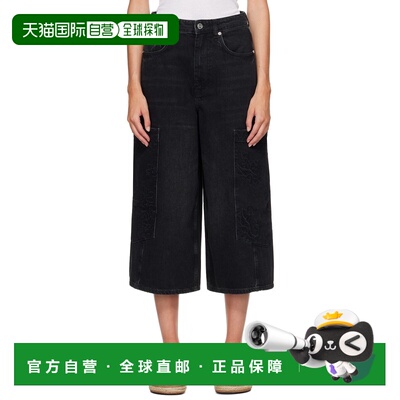 香港直邮GANNI 甘尼 女士 黑色 Cropped 牛仔工装裤 A1190008055