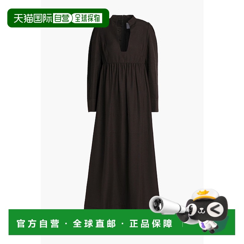 香港直邮Valentino 华伦天奴 女士 褶裥真丝山东绸长款连衣裙 KB0