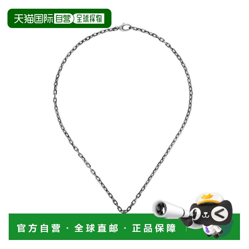 自营欧洲直邮GUCCI/古驰 经典款 925银复古纹路双G吊坠项链配饰