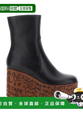 香港直邮Chloe 蔻依 女士 'Maxime' Engravings 黑色木质感防水台