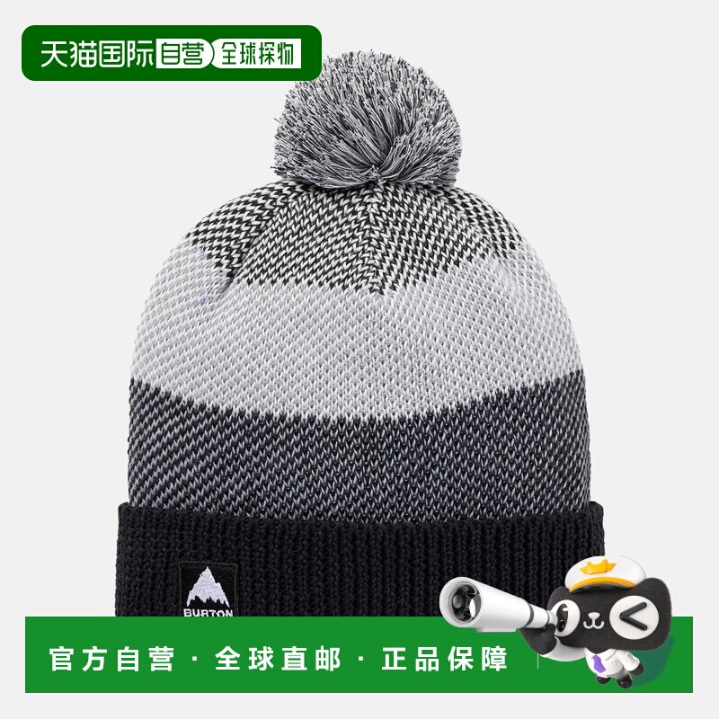 自营欧洲直邮Burton伯顿 男孩黑色聚酯纤维内衬抓绒帽子毛线帽