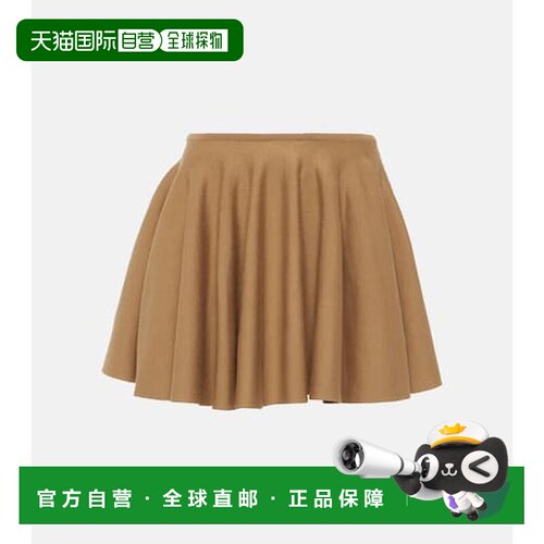 1h可退香港直邮KHAITE 女士 Ulli 羊毛混纺迷你半身裙 brown棕色