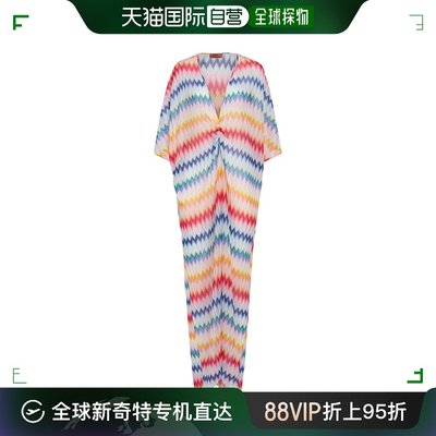 香港直邮MISSONI 米索尼 女士 鱼骨纹垂褶金银丝长款连衣裙