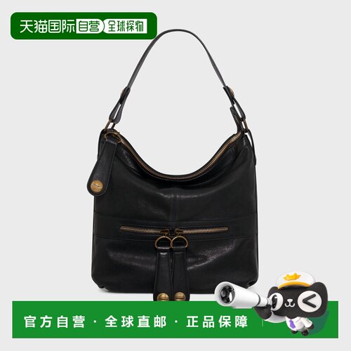 自营欧洲直邮GERARD DAREL MIDDAY女士黑色水洗绵羊皮单肩包