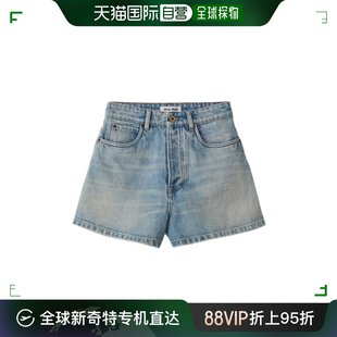 缪缪 GWP49 香港直邮Miu Miu 徽标贴牛仔短裤 99新未使用 女士
