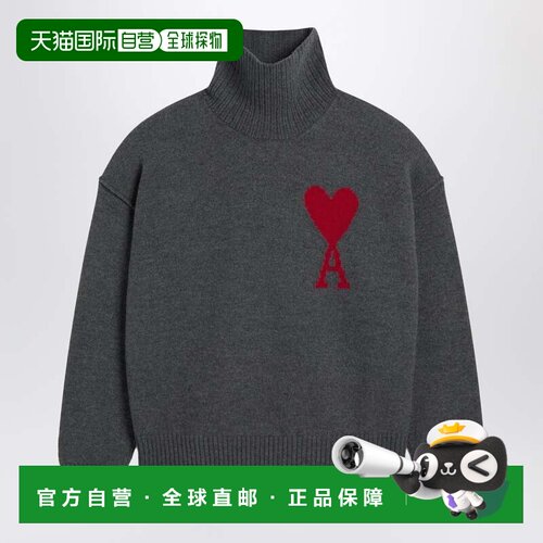 香港直邮Ami Paris 女士 Ami De Coeur sweater 混杂针织美利奴羊