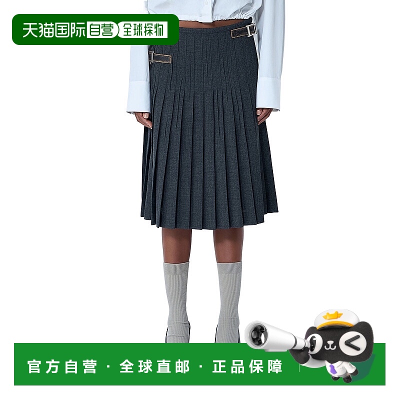 香港直邮Prada 带腰带的百褶裙 P103ZE17N1