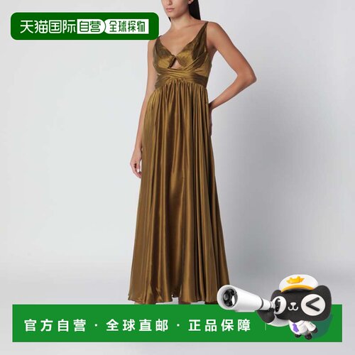 香港直邮ZIMMERMANN 女士 橄榄绿绿色垂褶真丝长款连衣裙 5396DF2