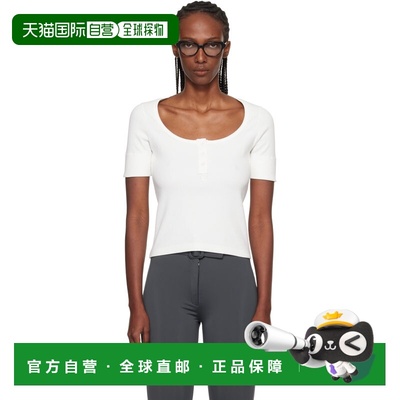 1h可退 香港直邮Courreges 女士 白色 Buttoned 90's Rib T 恤 12