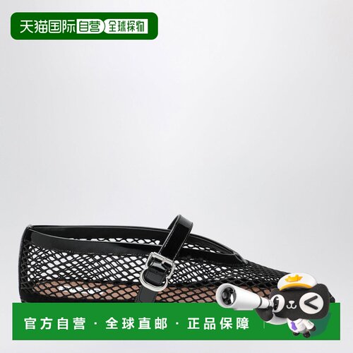 1h可退 香港直邮alaia 女士 网纱漆皮帆布面凉鞋(黑色) AA3P1002A