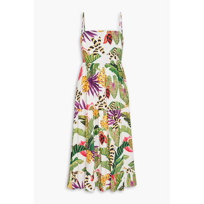 1h可退 香港直邮FARM RIO 女士 层叠印花棉质府绸中长连衣裙 3062