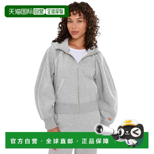 1h可退 美国直邮Ugg 女士 经典款全拉链连帽衫 grey灰色 舒适时尚