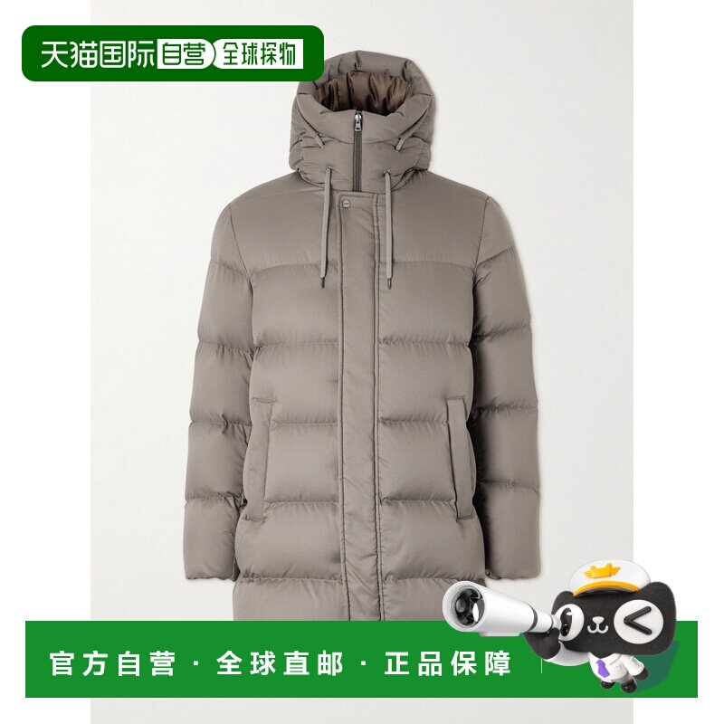 1h可退 香港直邮Herno 男士 绗缝斜纹布连帽羽绒夹克 PI001159U12