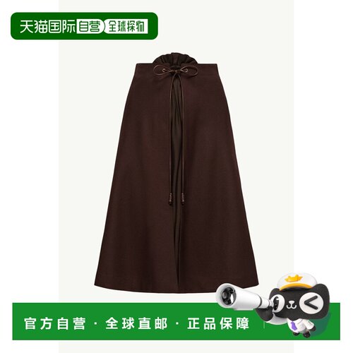 欧洲直邮MONCLER(盟可睐) Jupe midi en gabardine de lainea字裙