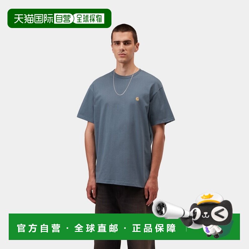 自营欧洲直邮Carhartt WIP S/S Chase男士灰蓝色棉质短袖T恤图片