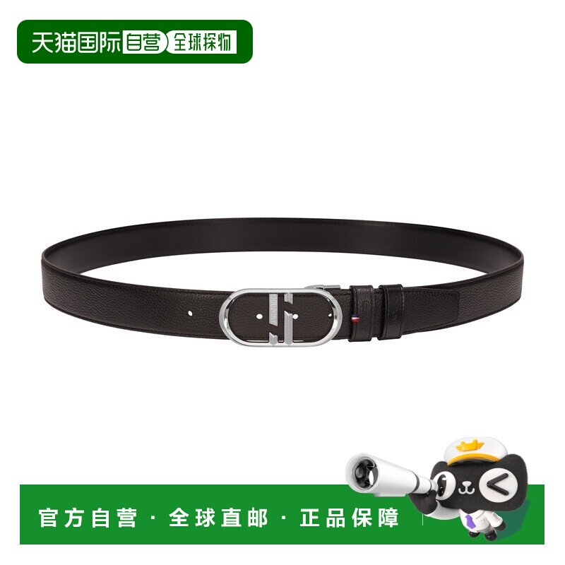 自营欧洲直邮S.T.Dupont法国都彭 D LOGO男牛皮/钯双面腰带情人节